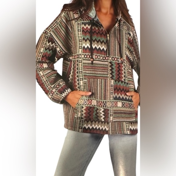 L/XL. NWT. Multicolor Patterned Jacket. BL/RD14. 225506 - Picture 1 of 3